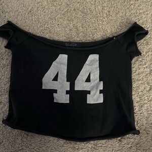 PacSun Black Crop Top with White Number